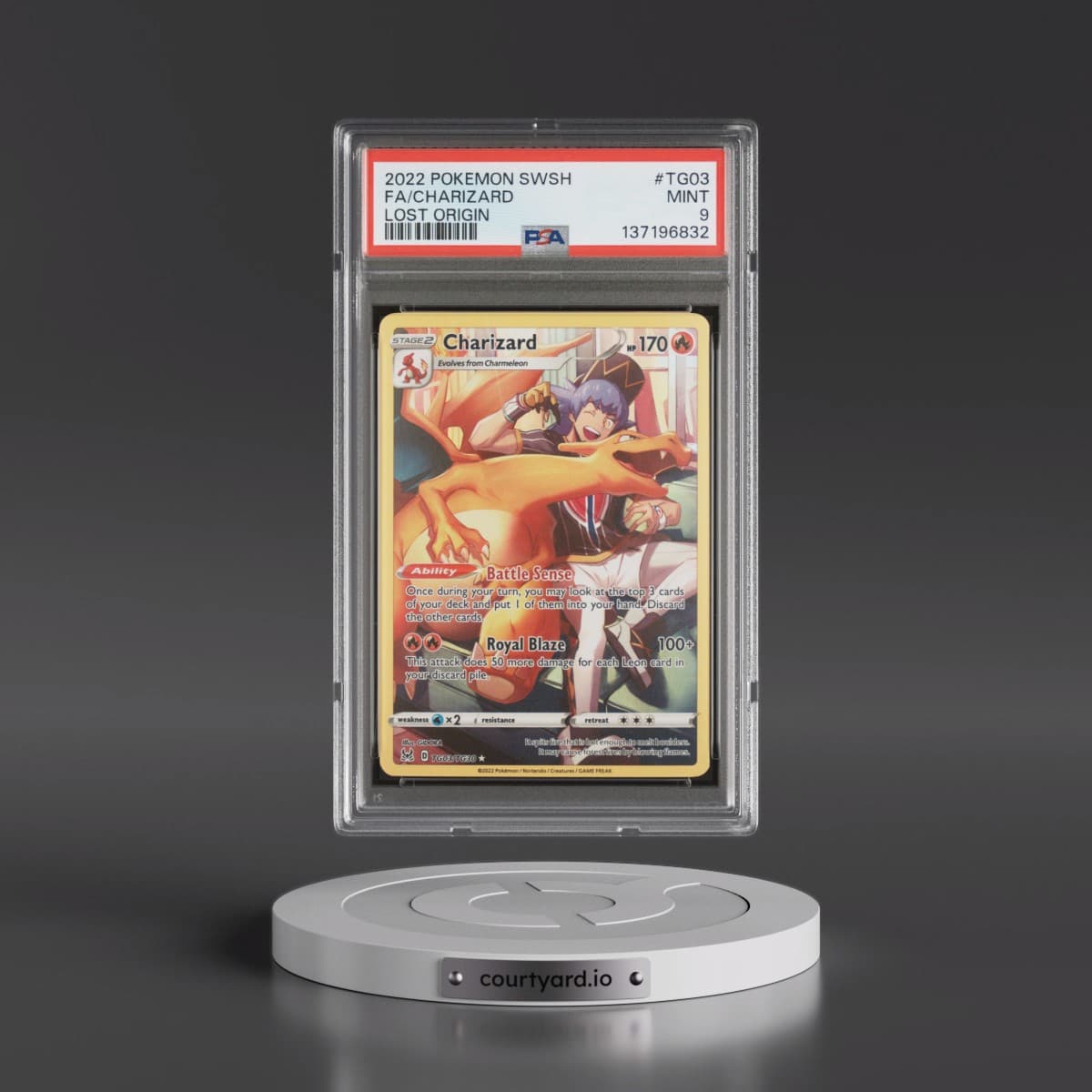 2022 Pokémon Sword & Shield Lost Origin #TG03 Charizard - Full Art (PSA 9 MINT)