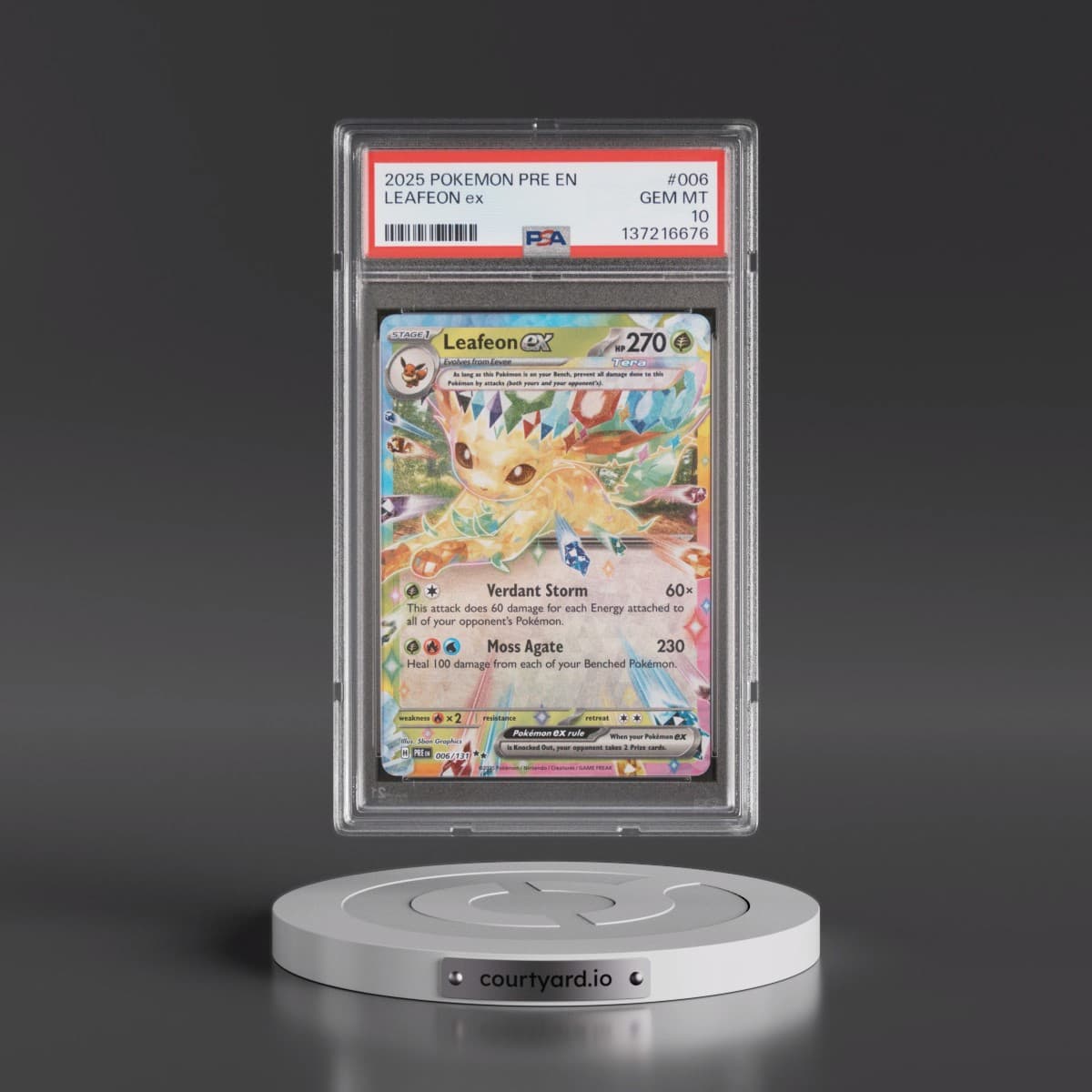 2025 Pokémon Pre EN-Prismatic Evolutions #006 Leafeon EX - Holo (PSA 10 GEM MINT)