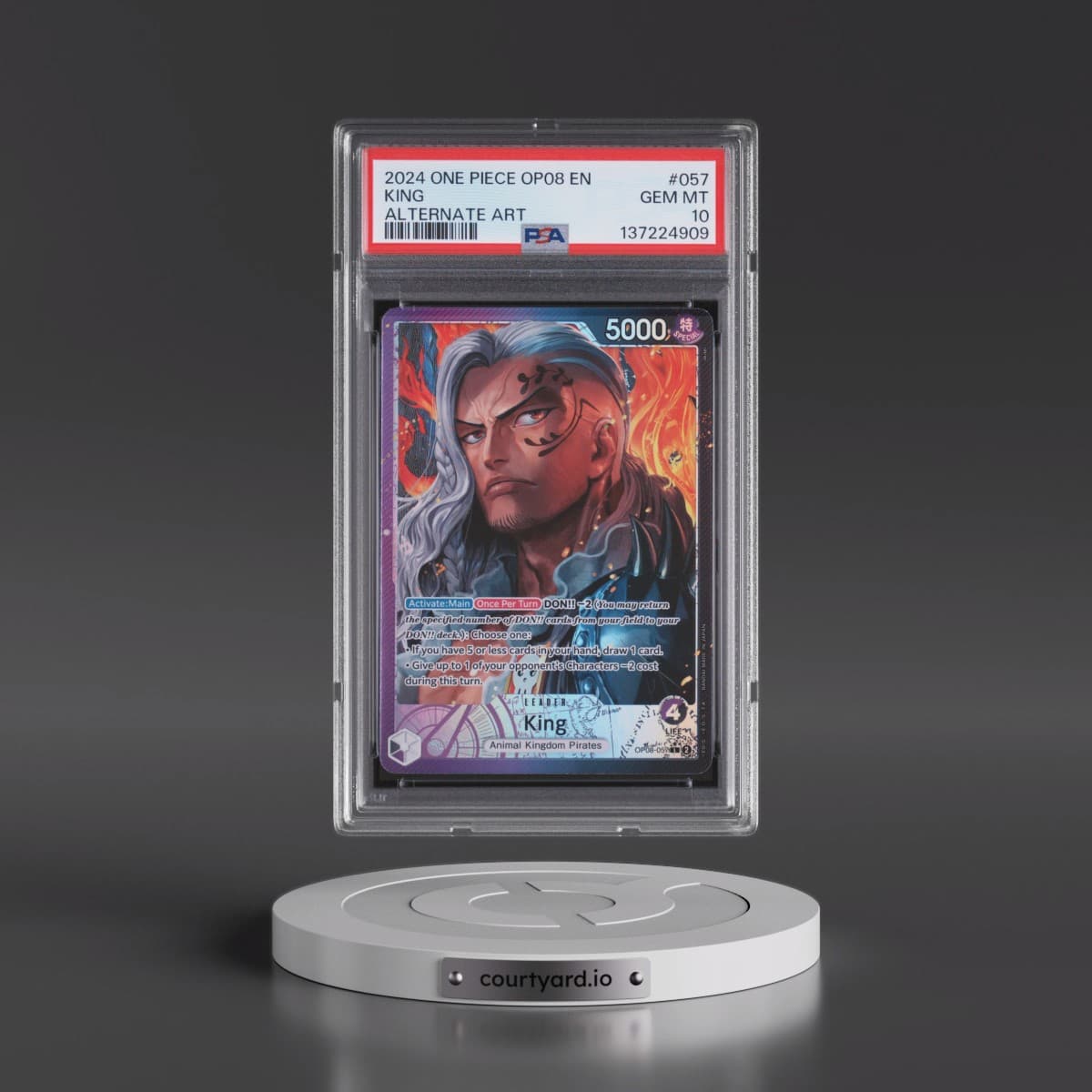 2024 One Piece OP08-Two Legends #057 King - Alternate Art (PSA 10 GEM MINT)