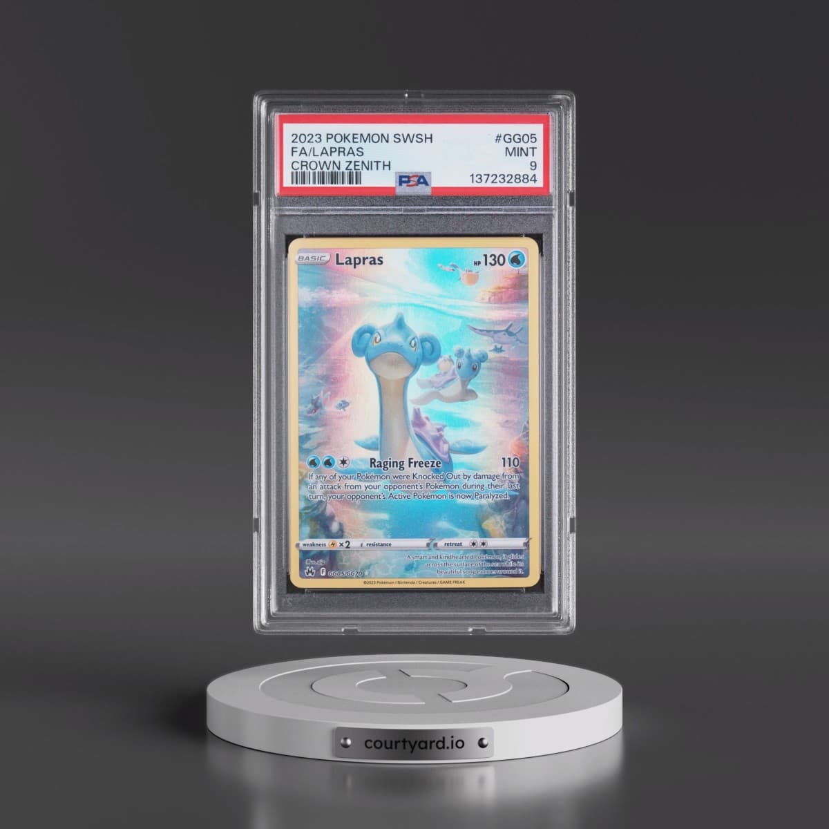 2023 Pokémon Sword and Shield Crown Zenith #GG05 Lapras - Full Art (PSA 9 MINT)