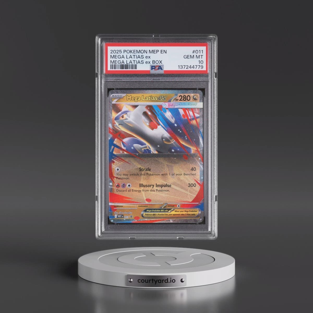 2025 Pokémon Mep EN-Me Black Star Promo #011 Mega Latias EX - Holo Mega Latias EX Box (PSA 10 GEM MINT)