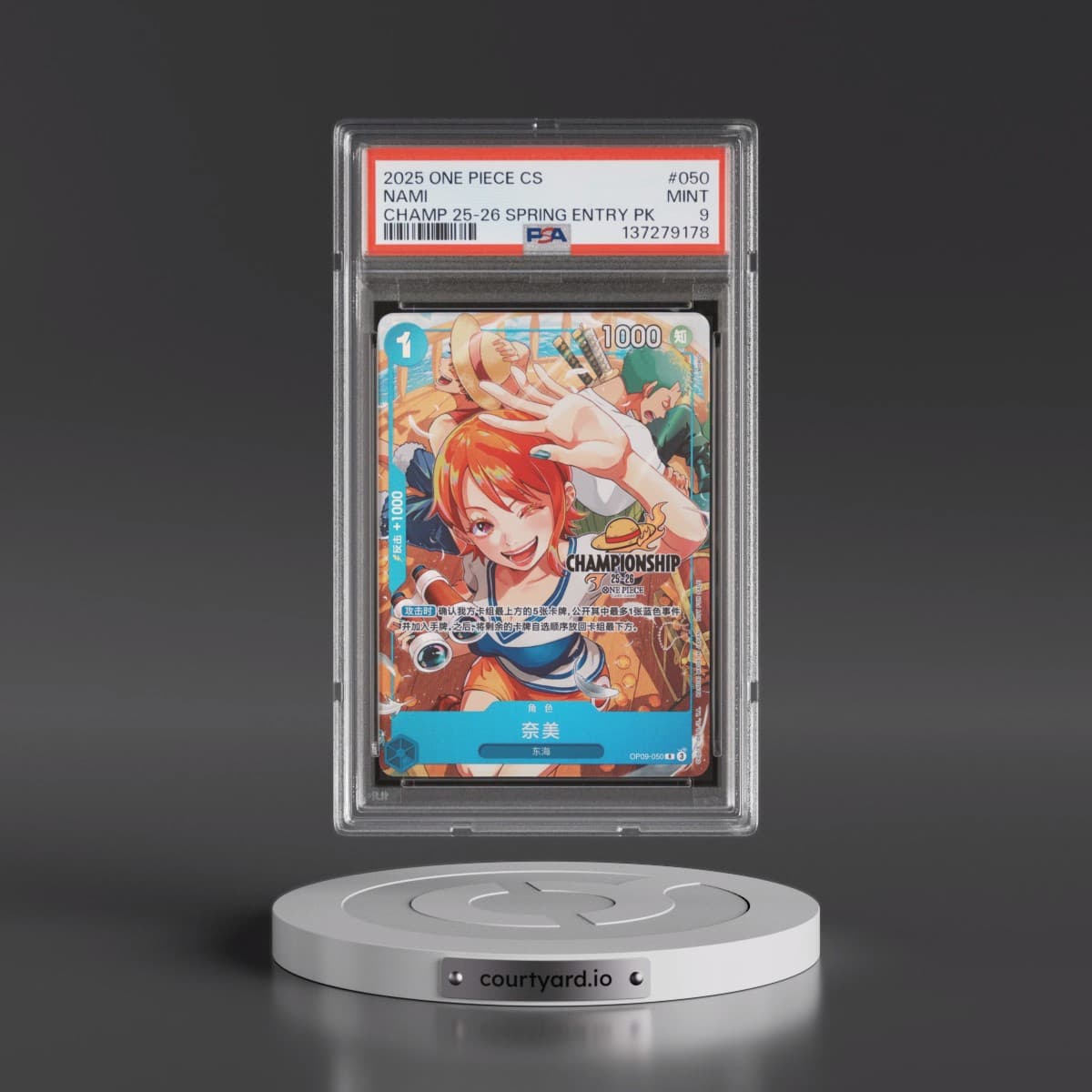2025 One Piece Simplified Chinese Championship 25-26 Spring Entry Pack #050 Nami (PSA 9 MINT)