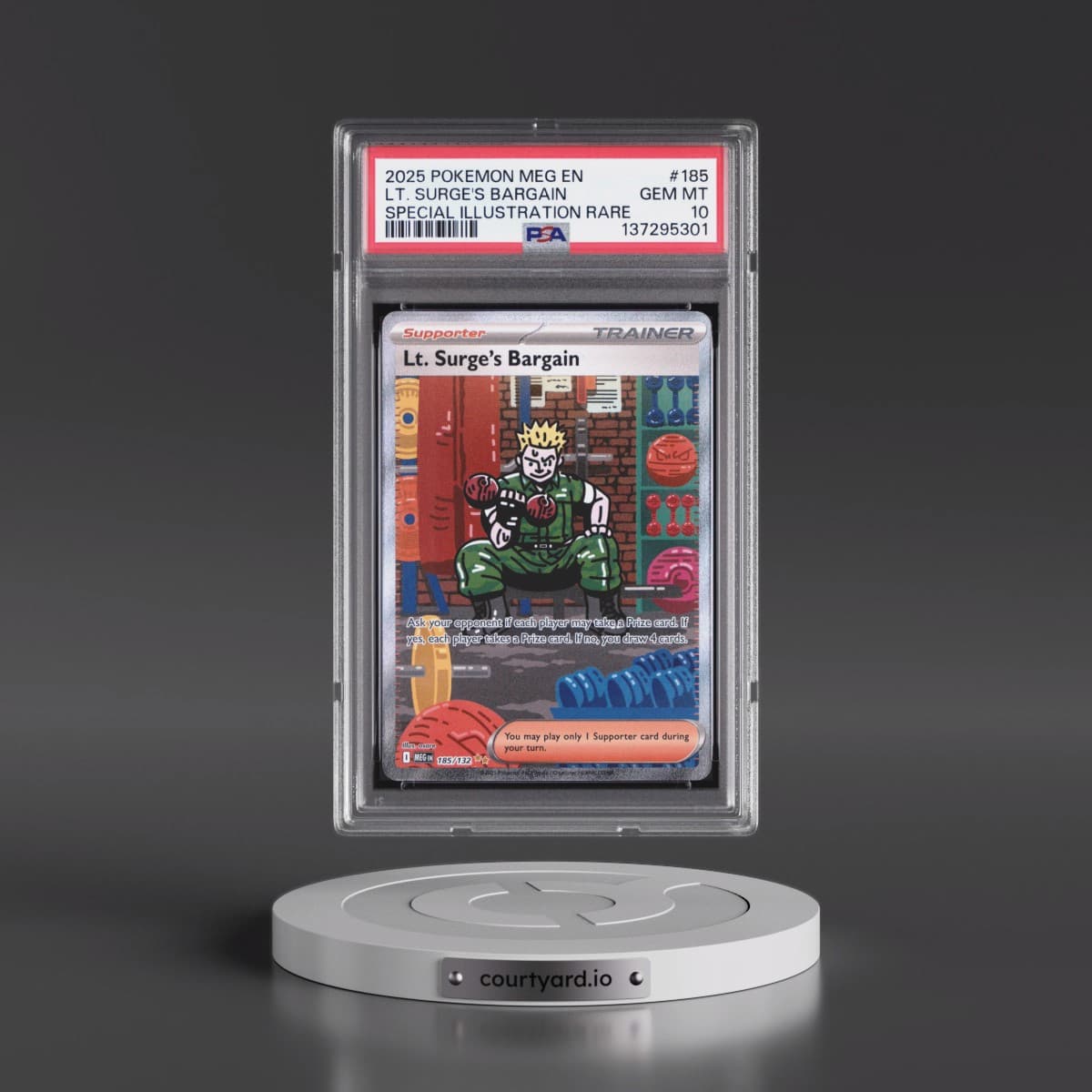 2025 Pokémon Meg EN-Mega Evolution #185 LT. Surge's Bargain - Special Illustration Rare (PSA 10 GEM MINT)