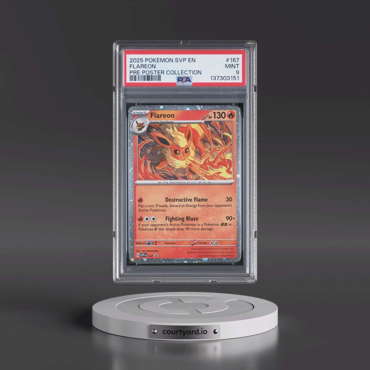 2025 Pokémon Svp EN-SV Black Star Promo #167 Flareon - Prismatic Evolutions Poster Collection (PSA 9 MINT)
