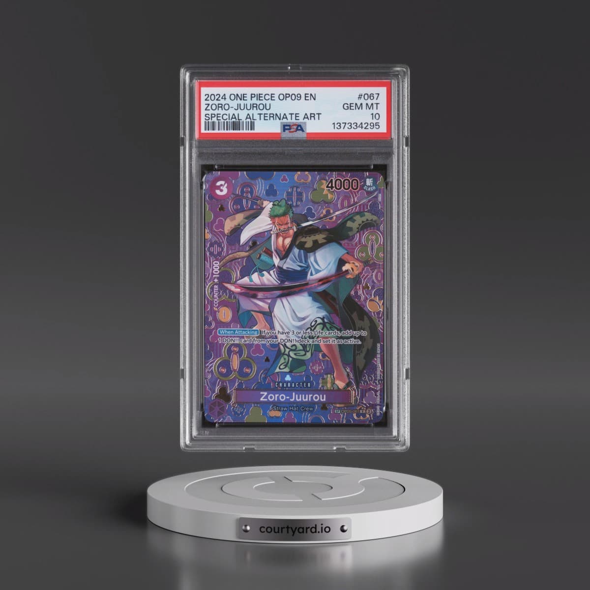 2024 One Piece OP09-Emperors in the New World #067 Zoro-Juurou - Special Alternate Art (PSA 10 GEM MINT)