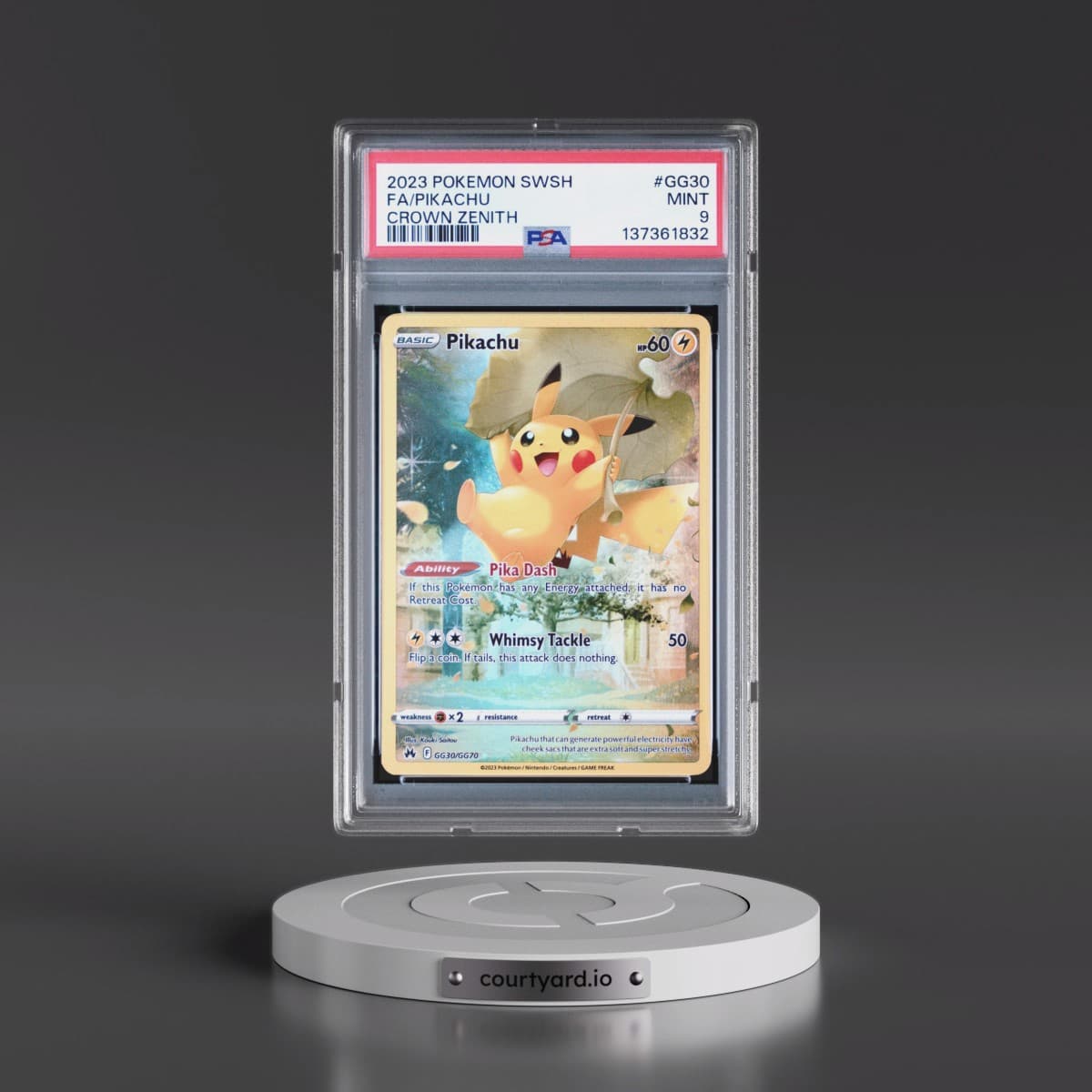 2023 Pokémon Sword and Shield Crown Zenith #GG30 Pikachu - Full Art (PSA 9 MINT)