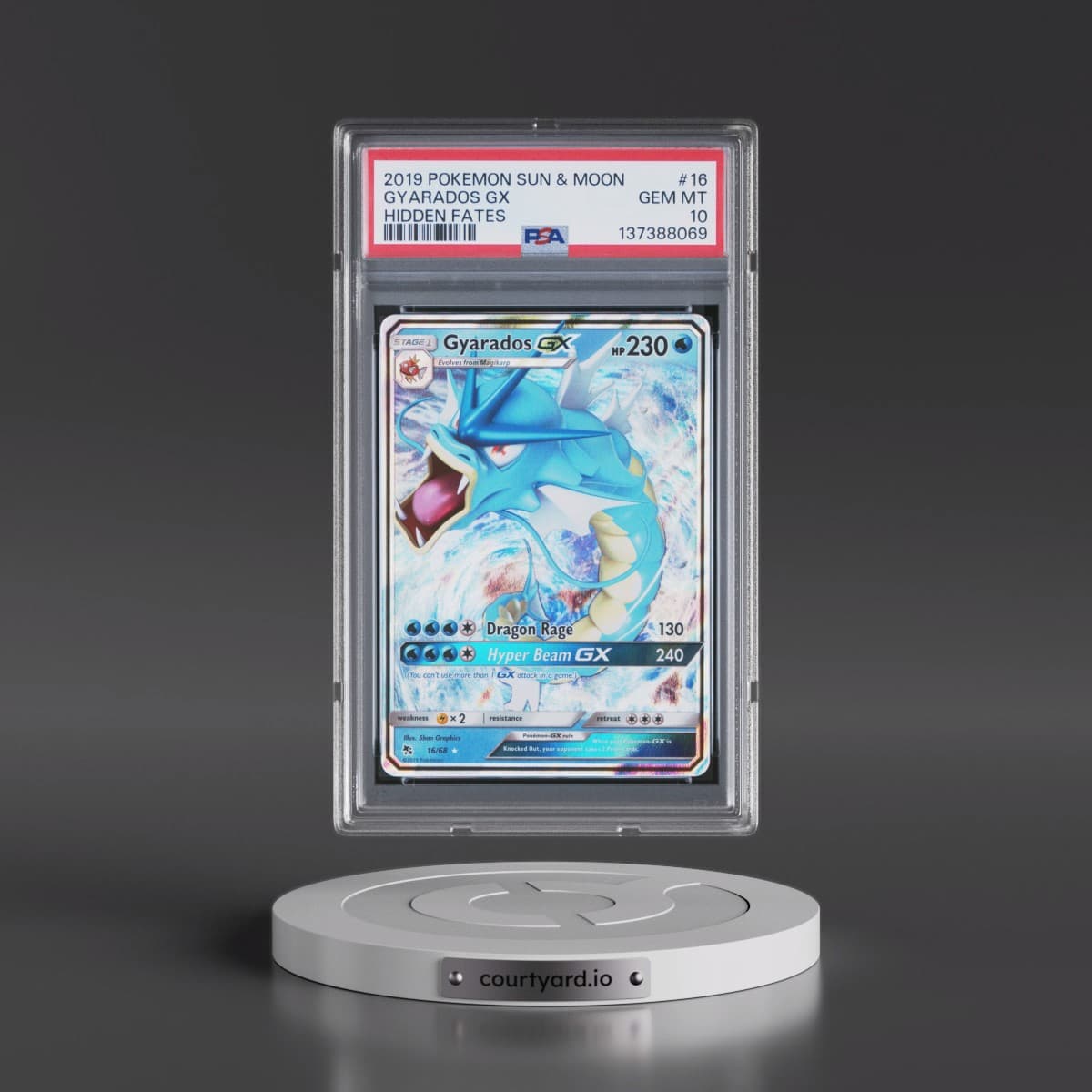 2019 Pokémon Sun & Moon Hidden Fates #16 Gyarados GX - Holo (PSA 10 GEM MINT)
