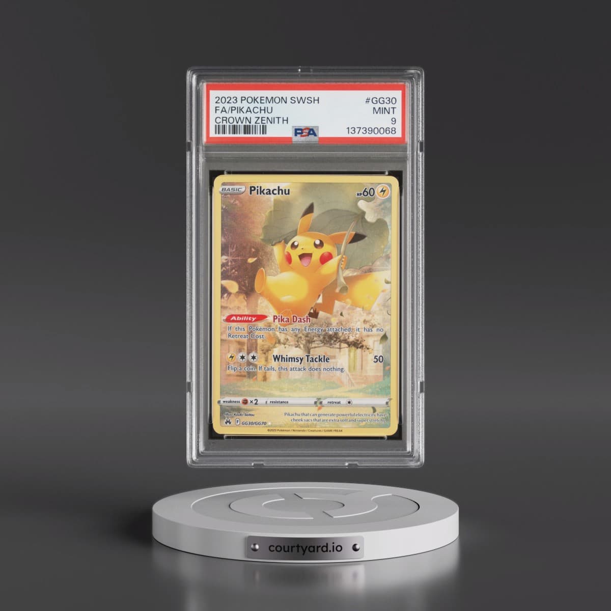 2023 Pokémon Sword and Shield Crown Zenith #GG30 Pikachu - Full Art (PSA 9 MINT)