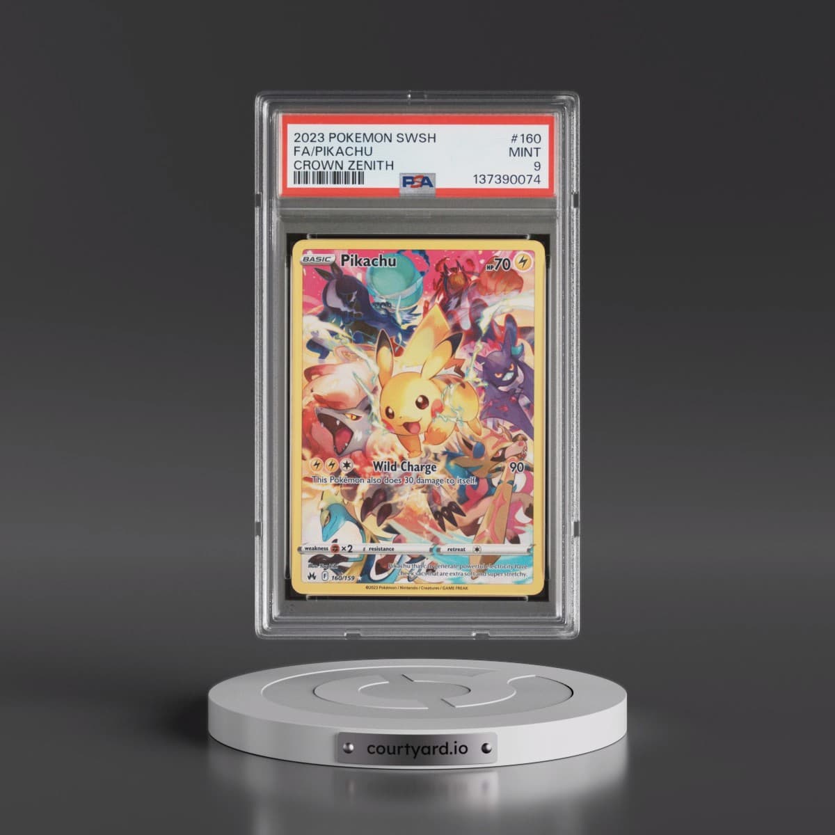 2023 Pokémon Sword and Shield Crown Zenith #160 Pikachu - Full Art (PSA 9 MINT)