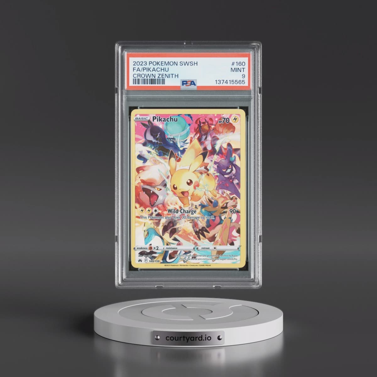 2023 Pokémon Sword and Shield Crown Zenith #160 Pikachu - Full Art (PSA 9 MINT)