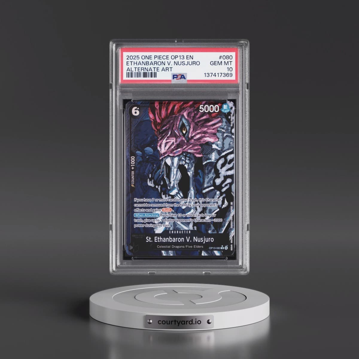 2025 One Piece OP13-Carrying on His Will #080 St. Ethanbaron V. Nusjuro - Alternate Art (PSA 10 GEM MINT)