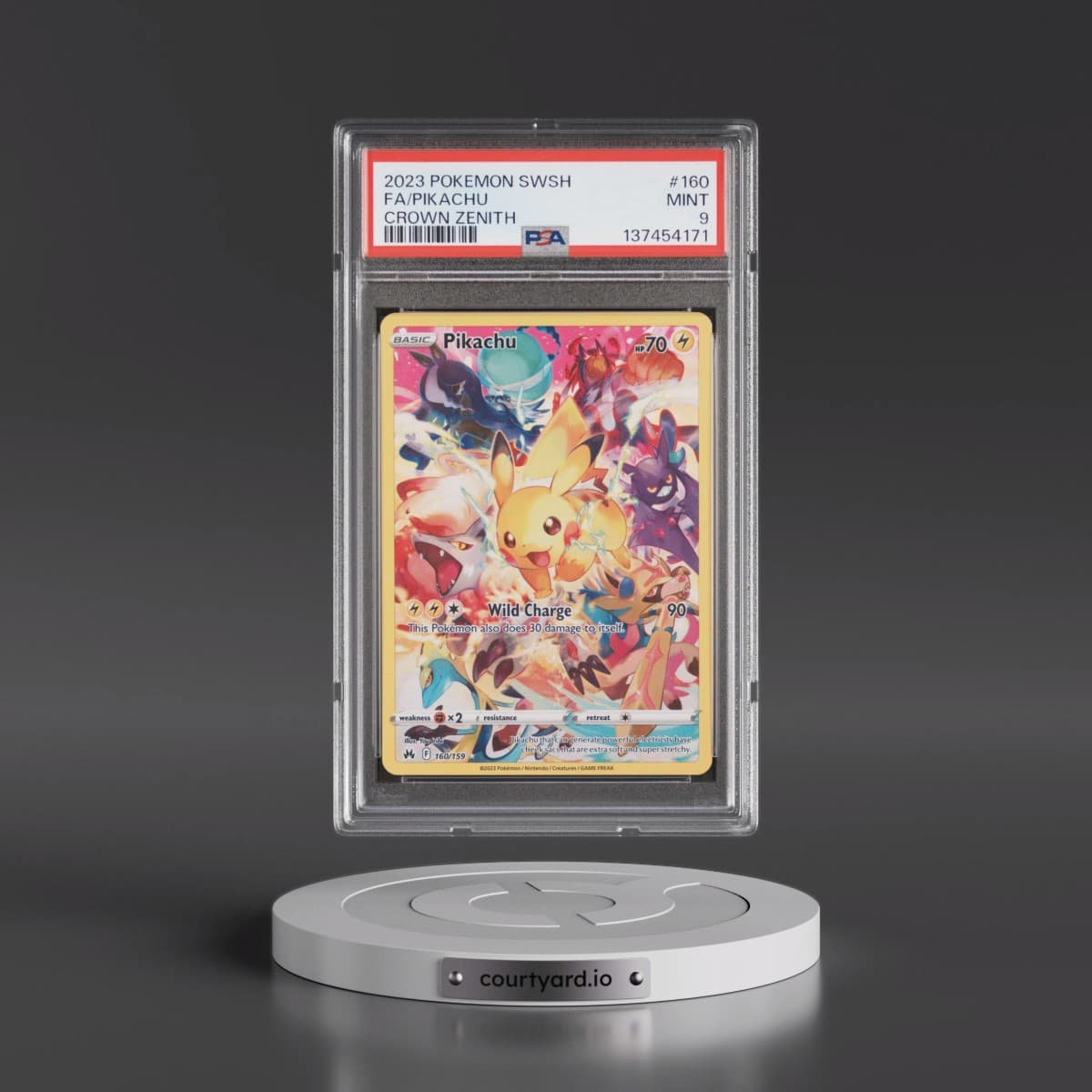2023 Pokémon Sword and Shield Crown Zenith #160 Pikachu - Full Art (PSA 9 MINT)
