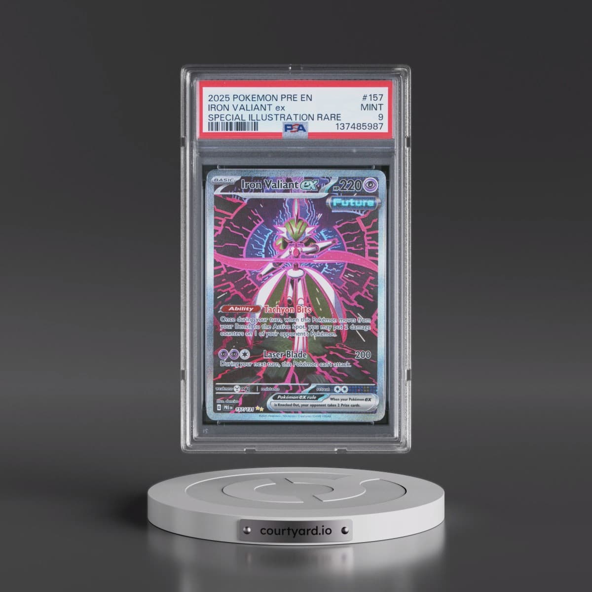 2025 Pokémon Pre EN-Prismatic Evolutions #157 Iron Valiant EX - Holo Special Illustration Rare (PSA 9 MINT)