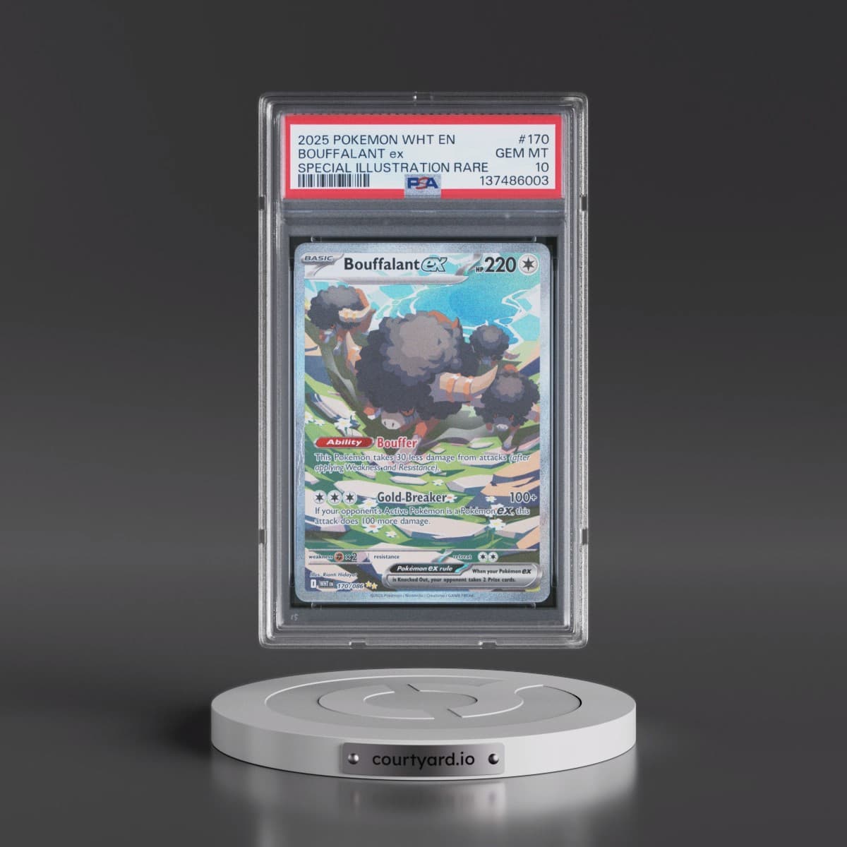 2025 Pokémon Wht EN-White Flare #170 Bouffalant EX - Holo Special Illustration Rare (PSA 10 GEM MINT)