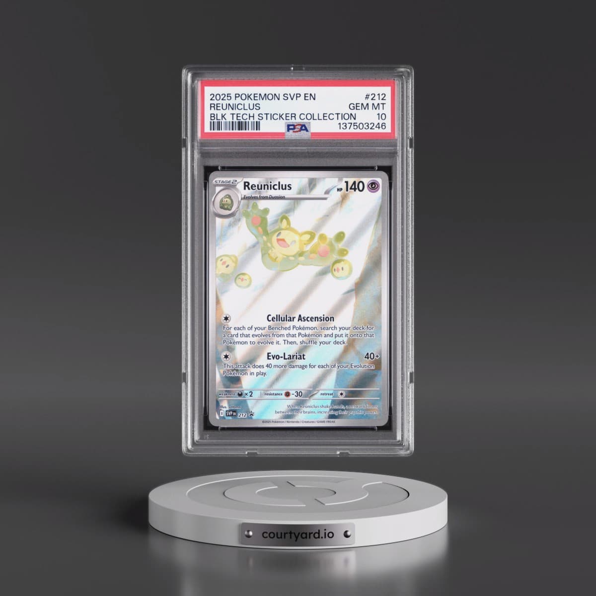2025 Pokémon Svp EN-SV Black Star Promo #212 Reuniclus - Black Bolt Tech Sticker Collection (PSA 10 GEM MINT)