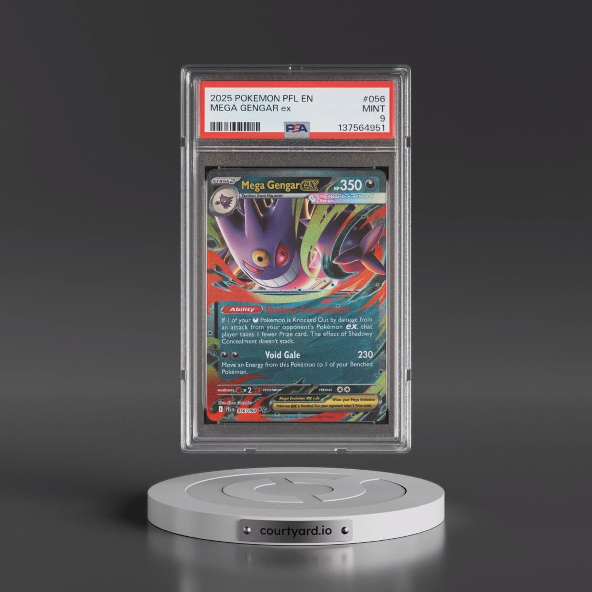 2025 Pokémon Pfl EN-Phantasmal Flames #056 Mega Gengar EX - Holo (PSA 9 MINT)