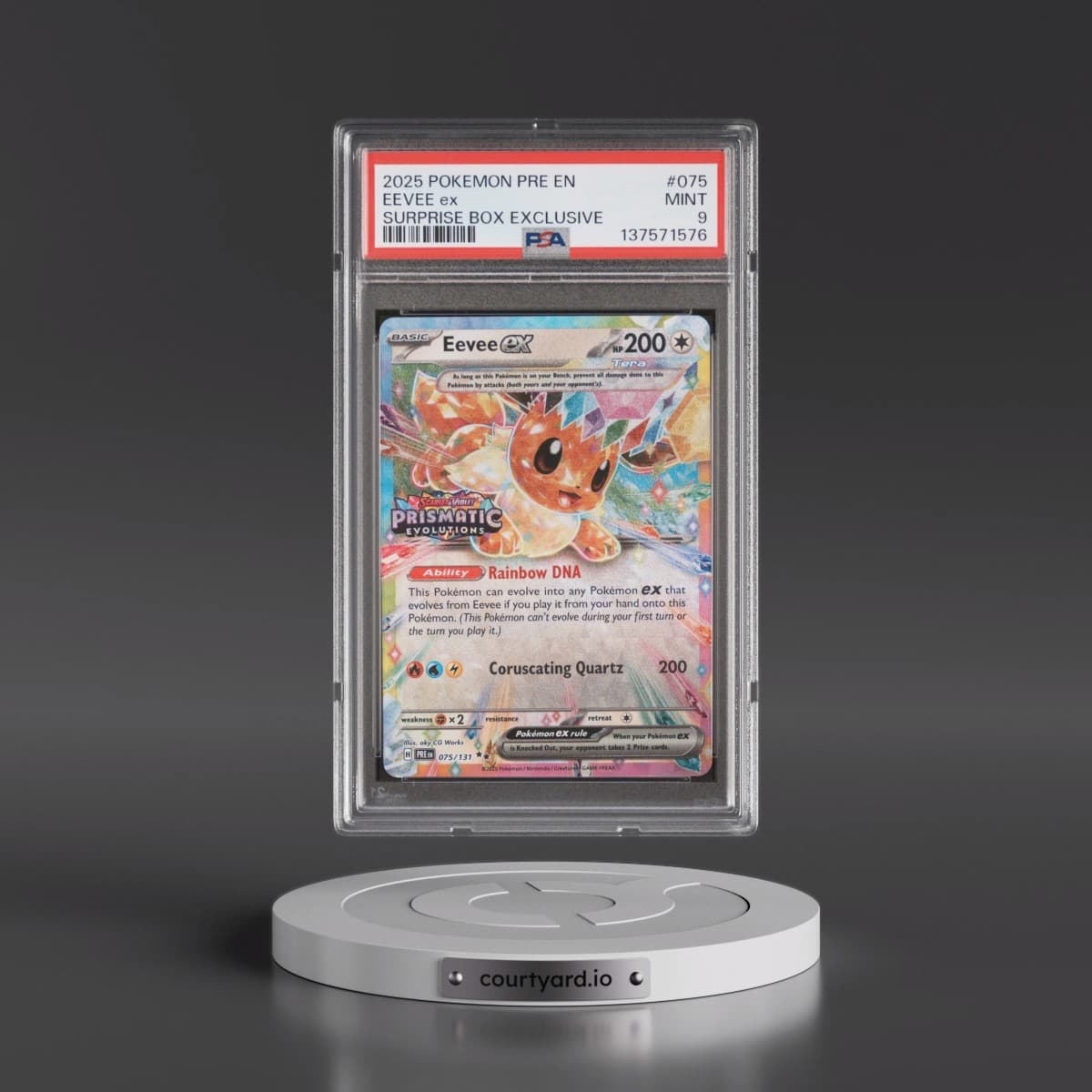 2025 Pokémon Pre EN-Prismatic Evolutions #075 Eevee EX - Holo Surprise Box Exclusive (PSA 9 MINT)