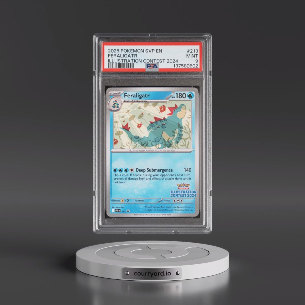 2025 Pokémon Svp EN-SV Black Star Promo #213 Feraligatr - Illustration Contest 2024 (PSA 9 MINT)
