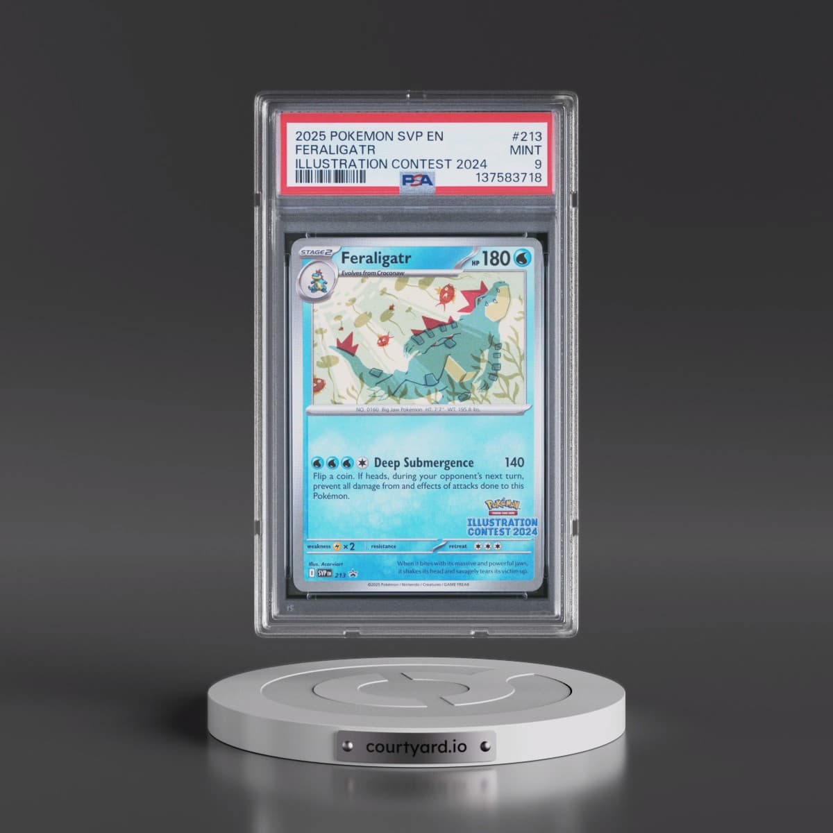 2025 Pokémon Svp EN-SV Black Star Promo #213 Feraligatr - Illustration Contest 2024 (PSA 9 MINT)