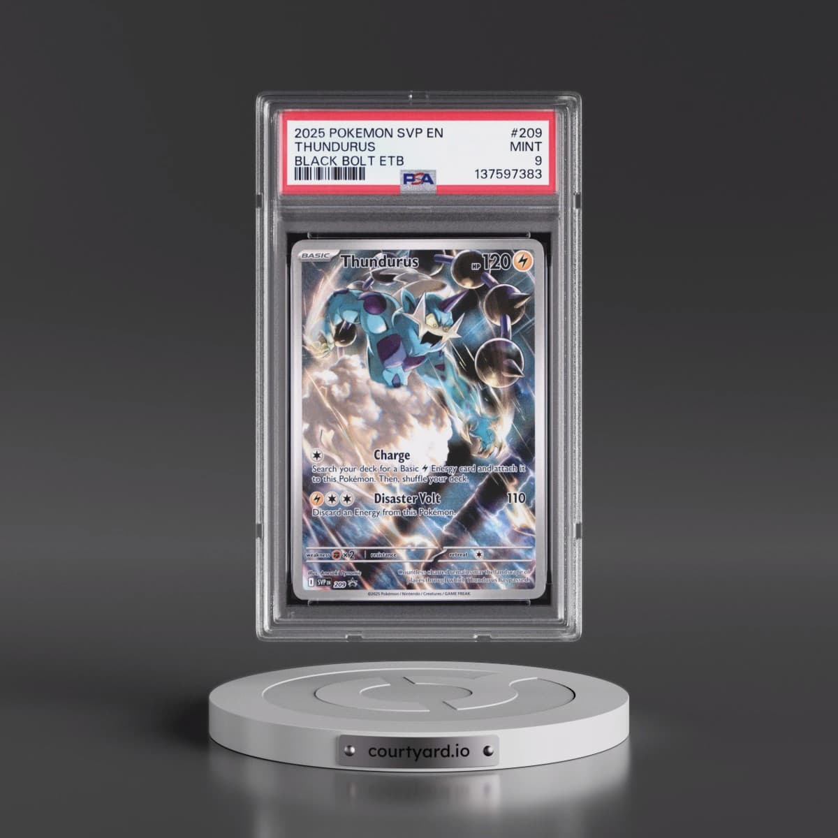 2025 Pokémon Svp EN-SV Black Star Promo #209 Thundurus - Black Bolt Elite Trainer Box (PSA 9 MINT)