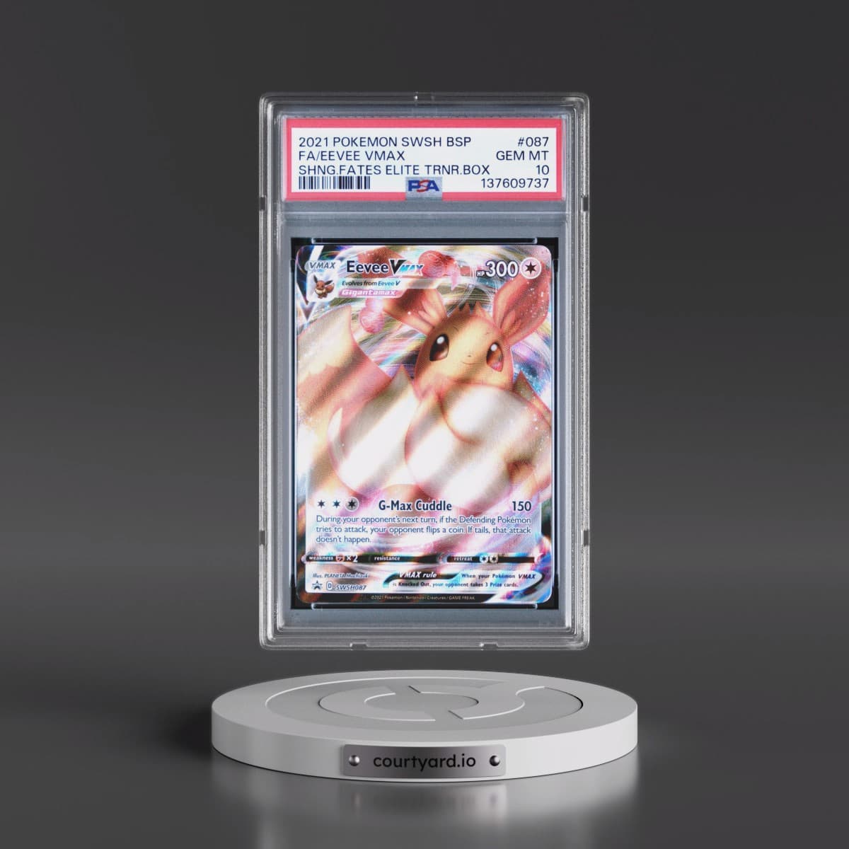2021 Pokémon Swsh Black Star Promo #087 Eevee Vmax - Full Art Shining Fates Elite Trainer Box (PSA 10 GEM MINT)