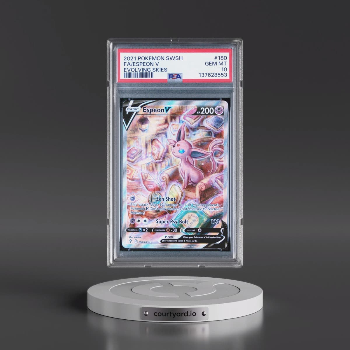 2021 Pokémon Sword & Shield Evolving Skies #180 Espeon V - Holo Full Art (PSA 10 GEM MINT)