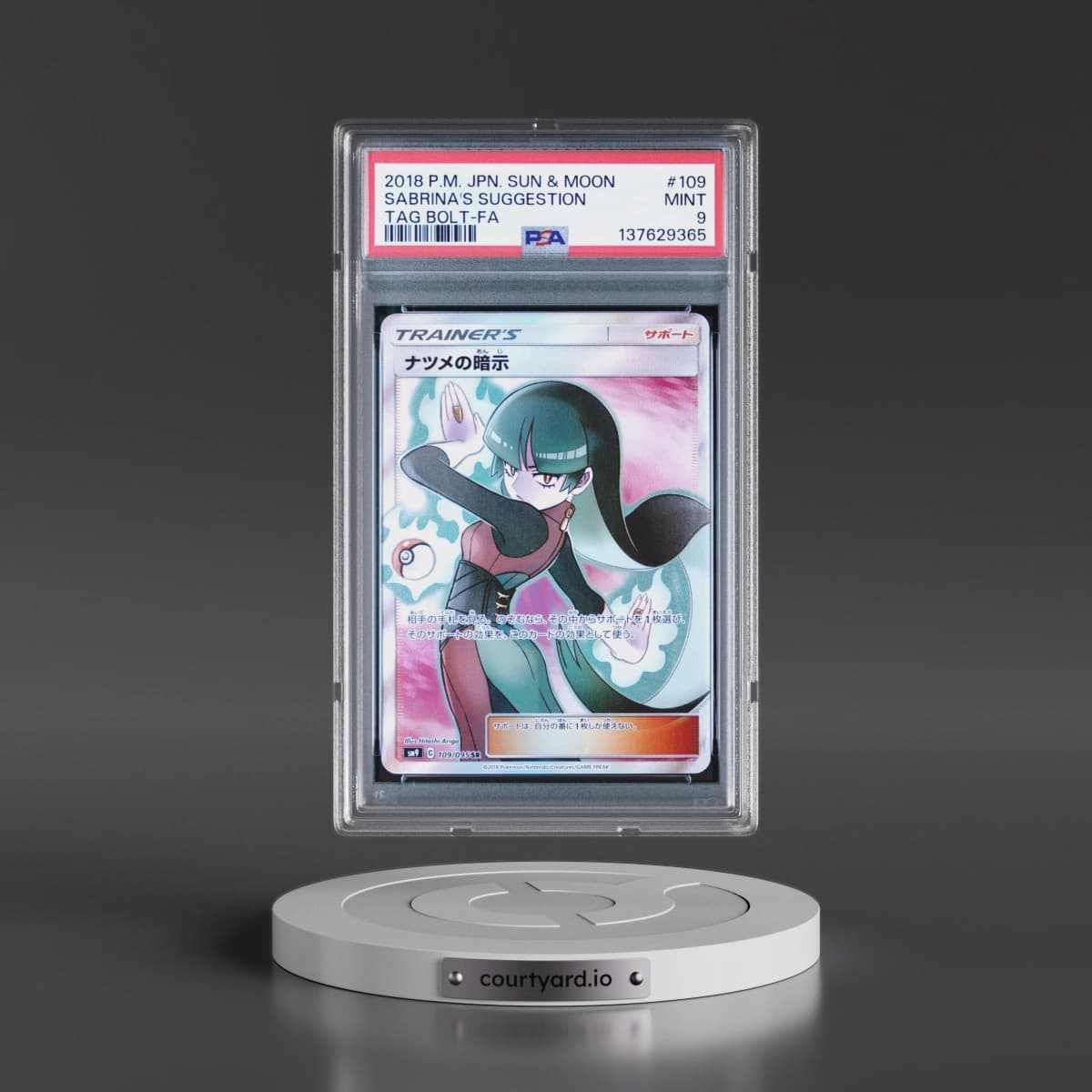 2018 Pokémon Sun & Moon Tag Bolt #109 Sabrina's Suggestion - Full Art (PSA 9 MINT)