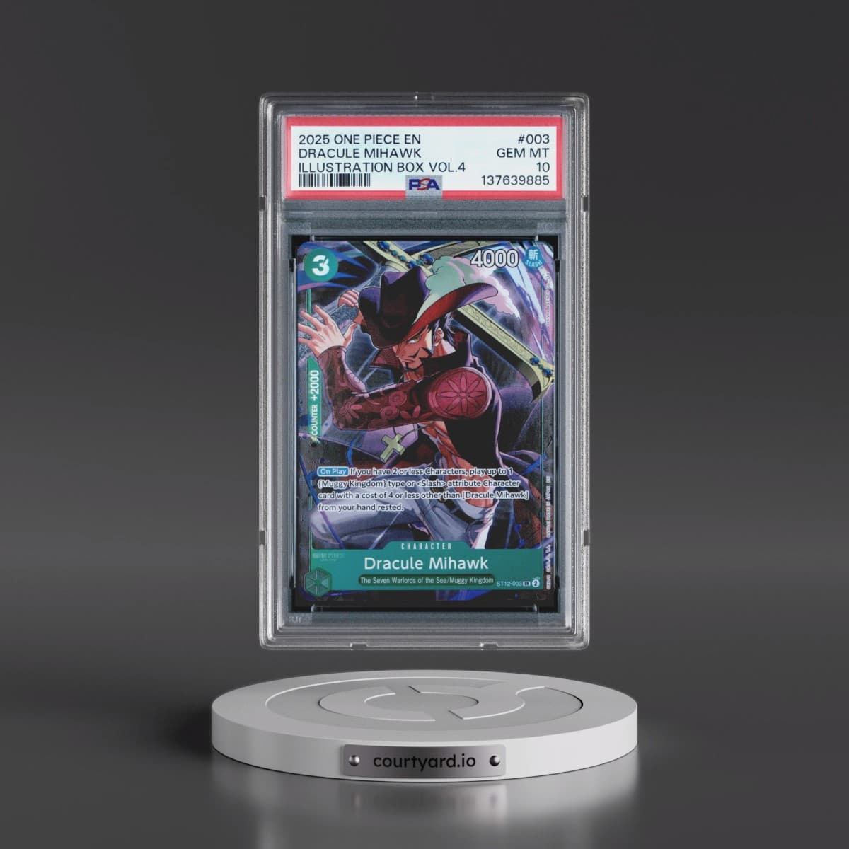 2025 One Piece Promos #003 Dracule Mihawk - Illustration Box Vol.4 (PSA 10 GEM MINT)