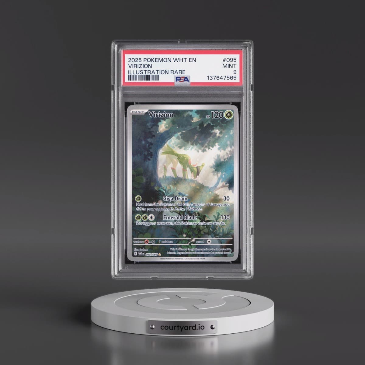 2025 Pokémon Wht EN-White Flare #095 Virizion - Illustration Rare (PSA 9 MINT)