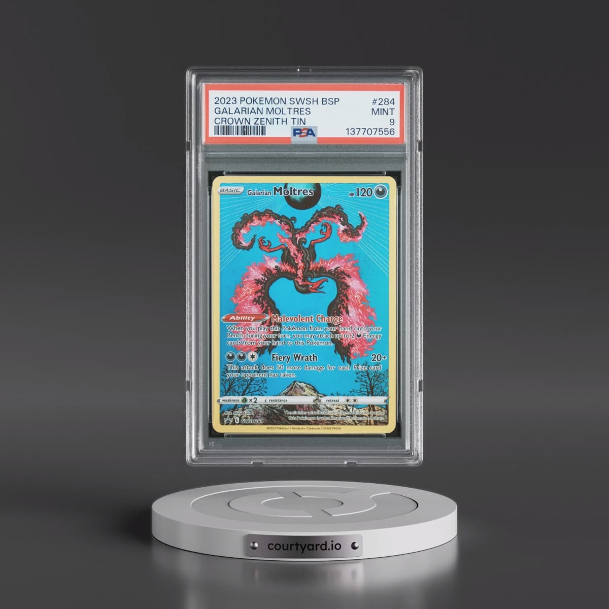 2023 Pokémon Swsh Black Star Promo #284 Galarian Moltres - Crown Zenith Tins (PSA 9 MINT)