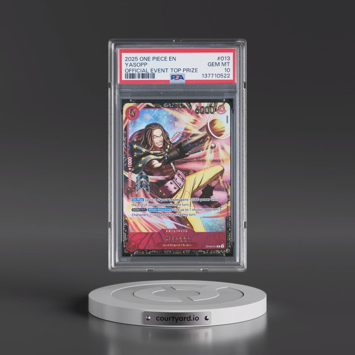 2025 One Piece Promos #013 Yasopp - Official Event Top Prize (PSA 10 GEM MINT)