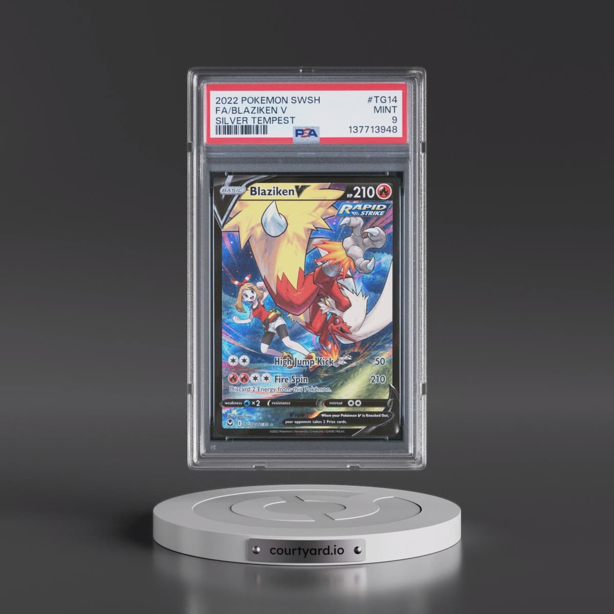 2022 Pokémon Sword & Shield Silver Tempest #TG14 Blaziken V - Holo Full Art (PSA 9 MINT)
