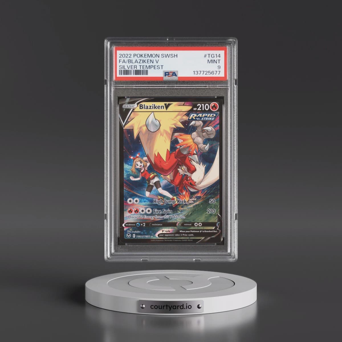 2022 Pokémon Sword & Shield Silver Tempest #TG14 Blaziken V - Holo Full Art (PSA 9 MINT)