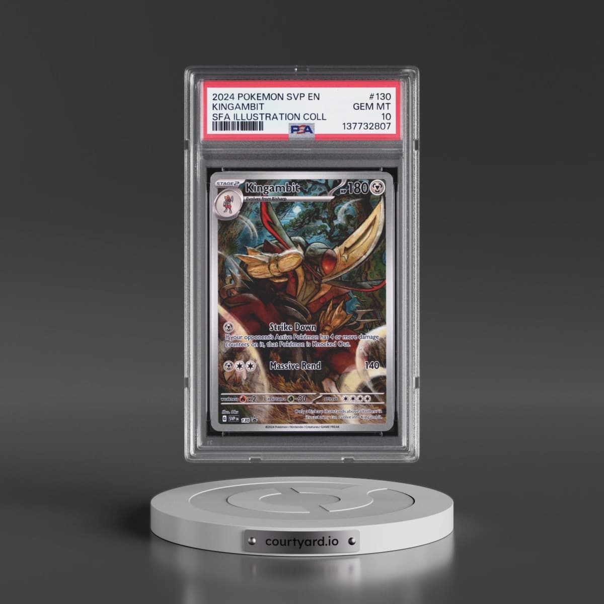 2024 Pokémon Svp EN-SV Black Star Promo #130 Kingambit - Shrouded Fable Illustration Collection (PSA 10 GEM MINT)