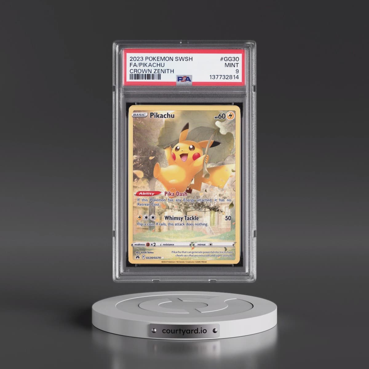 2023 Pokémon Sword and Shield Crown Zenith #GG30 Pikachu - Full Art (PSA 9 MINT)