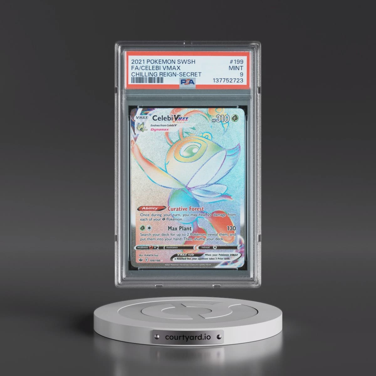 2021 Pokémon Sword & Shield Chilling Reign #199 Celebi Vmax - Full Art Secret (PSA 9 MINT)