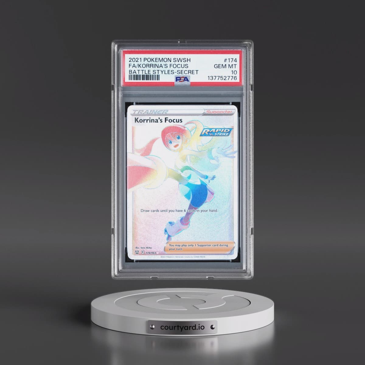 2021 Pokémon Sword & Shield Battle Styles #174 Korrina's Focus - Full Art Secret (PSA 10 GEM MINT)