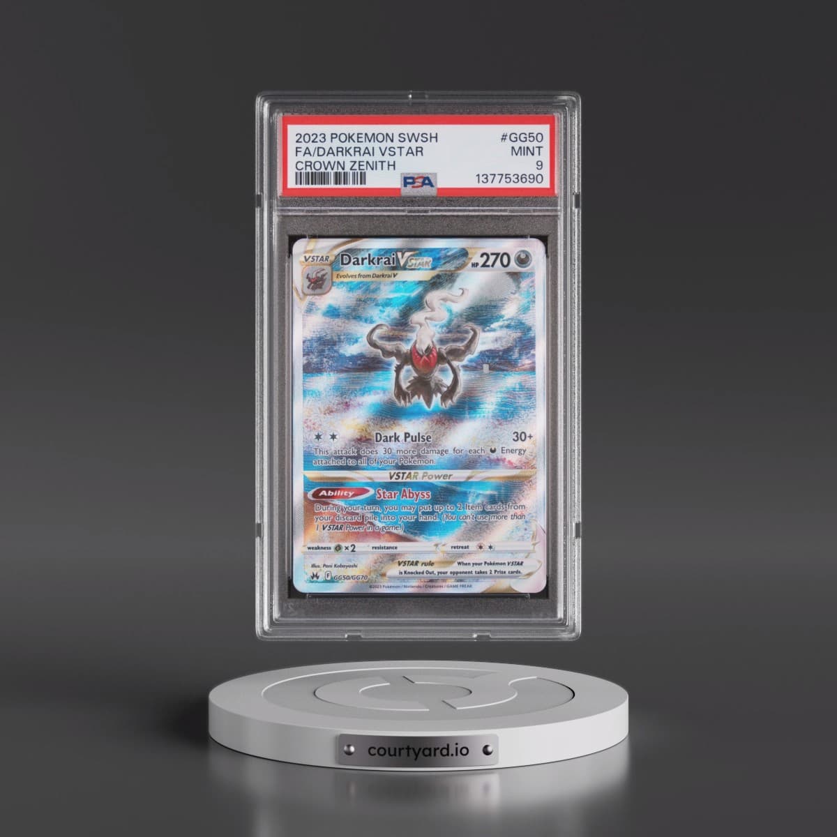 2023 Pokémon Sword and Shield Crown Zenith #GG50 Darkrai Vstar - Full Art (PSA 9 MINT)