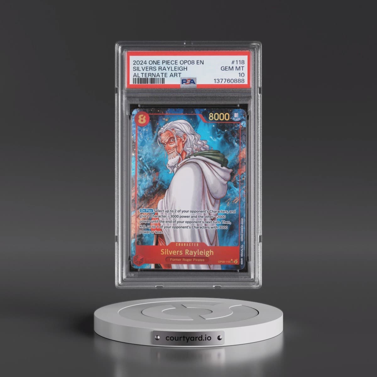 2024 One Piece OP08-Two Legends #118 Silvers Rayleigh - Alternate Art (PSA 10 GEM MINT)