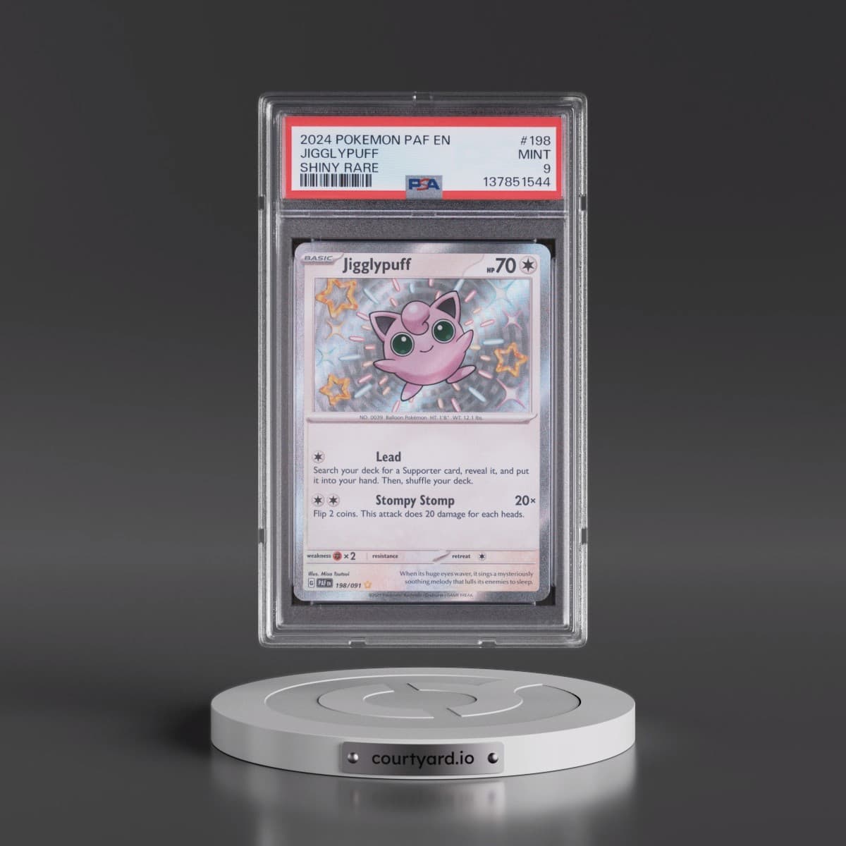2024 Pokémon Paf EN-Paldean Fates #198 Jigglypuff - Shiny Rare (PSA 9 MINT)