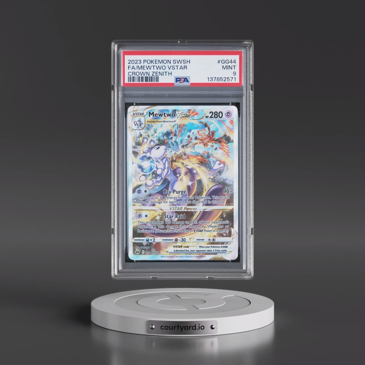 2023 Pokémon Sword and Shield Crown Zenith #GG44 Mewtwo Vstar - Full Art (PSA 9 MINT)