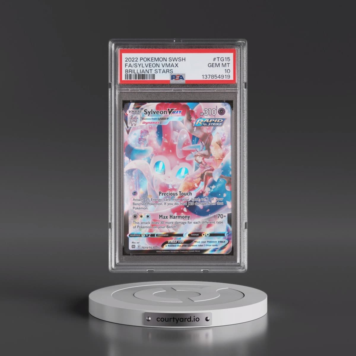 2022 Pokémon Sword & Shield Brilliant Stars #TG15 Sylveon Vmax - Full Art (PSA 10 GEM MINT)