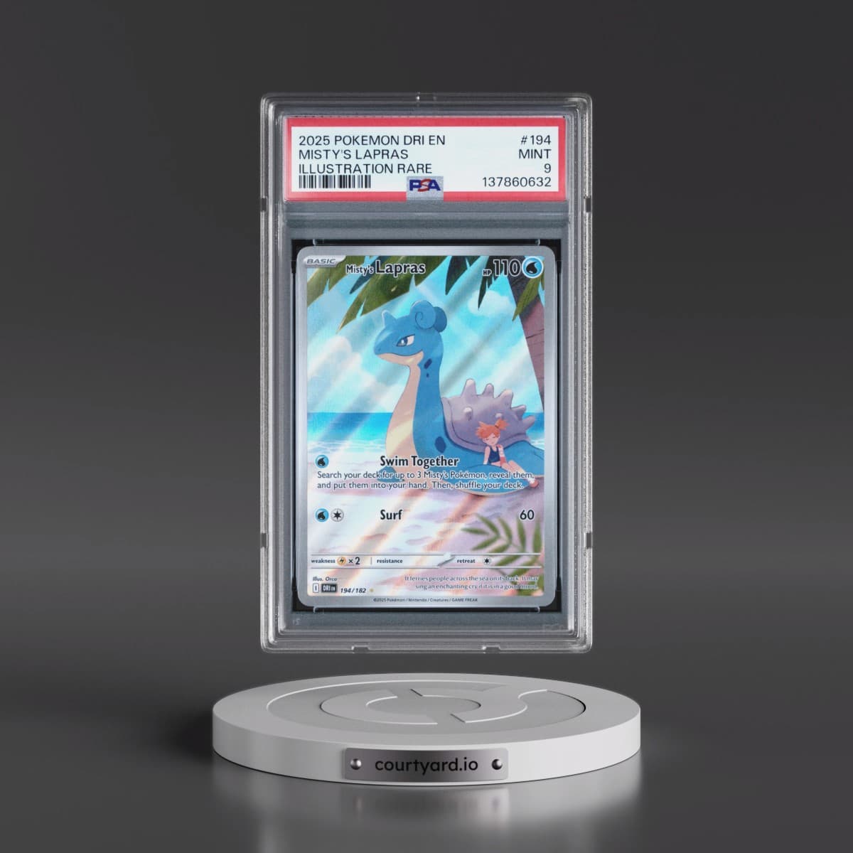 2025 Pokémon Dri EN-Destined Rivals #194 Misty's Lapras - Illustration Rare (PSA 9 MINT)