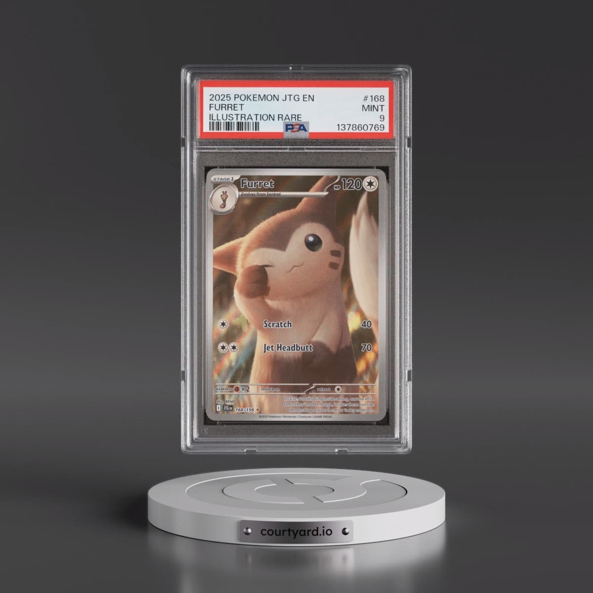 2025 Pokémon Jtg EN-Journey Together #168 Furret - Illustration Rare (PSA 9 MINT)