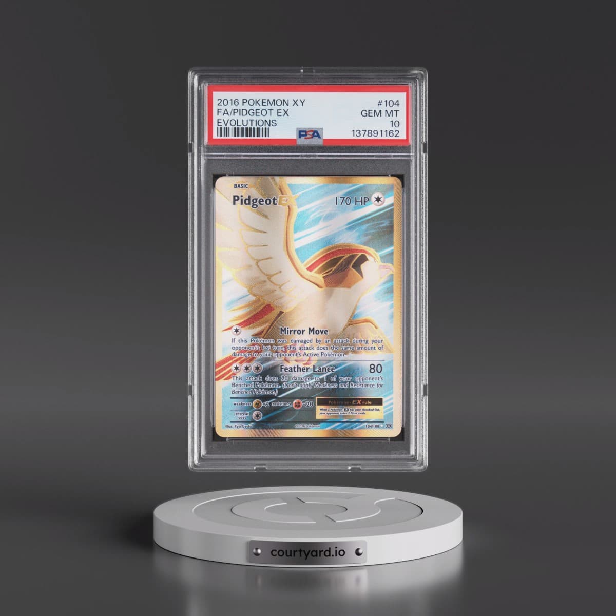 2016 Pokémon XY Evolutions #104 Pidgeot EX - Holo Full Art (PSA 10 GEM MINT)