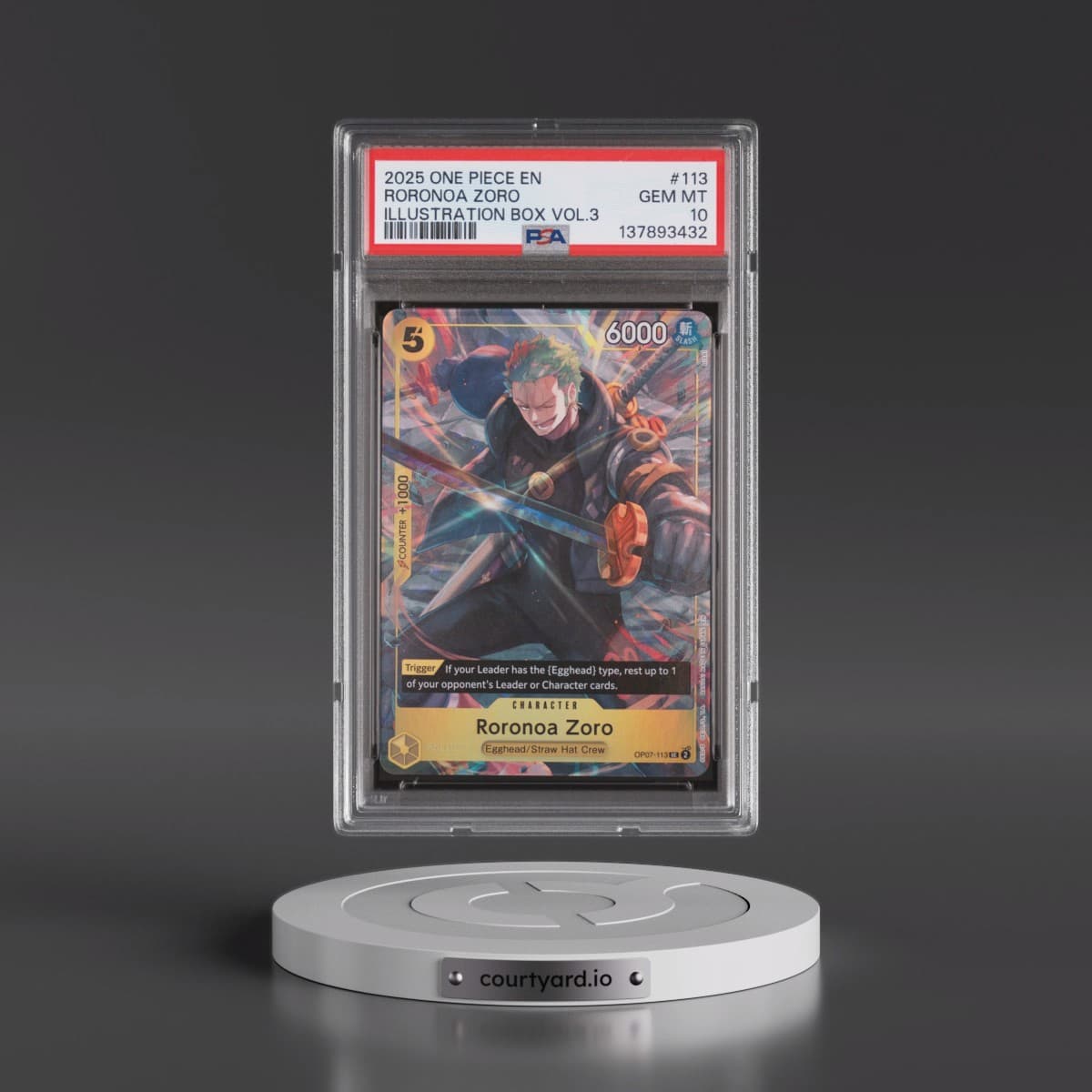 2025 One Piece Promos #113 Roronoa Zoro - Illustration Box Vol.3 (PSA 10 GEM MINT)