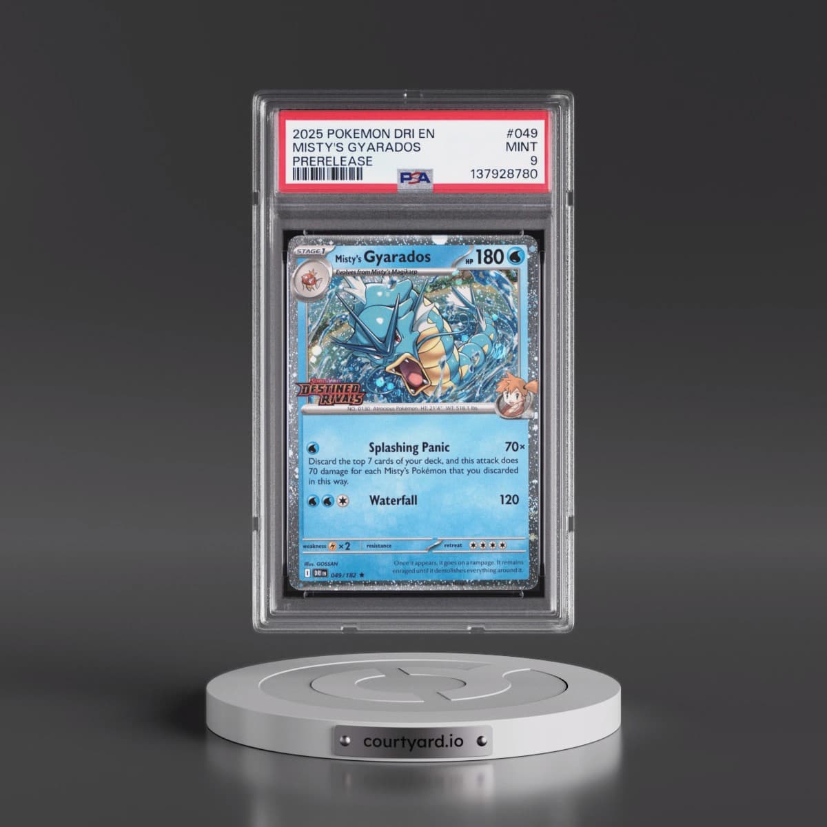 2025 Pokémon Dri EN-Destined Rivals #049 Misty's Gyarados - Prerelease (PSA 9 MINT)