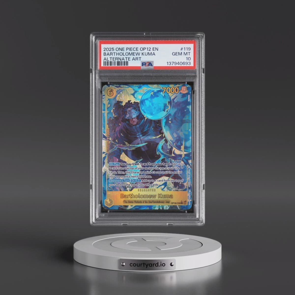 2025 One Piece OP12-Legacy of the Master #119 Bartholomew Kuma - Alternate Art (PSA 10 GEM MINT)