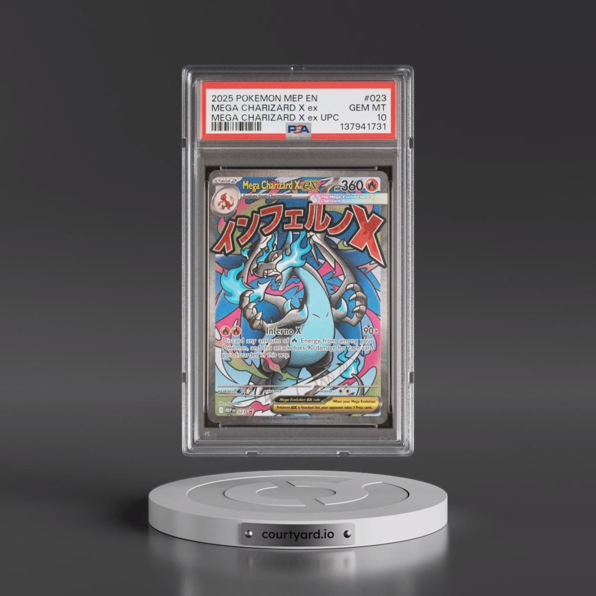 2025 Pokémon Mep EN-Me Black Star Promo #023 Mega Charizard X EX - Holo Mega Charizard X EX Ultra-Premium Collection (PSA 10 GEM MINT)
