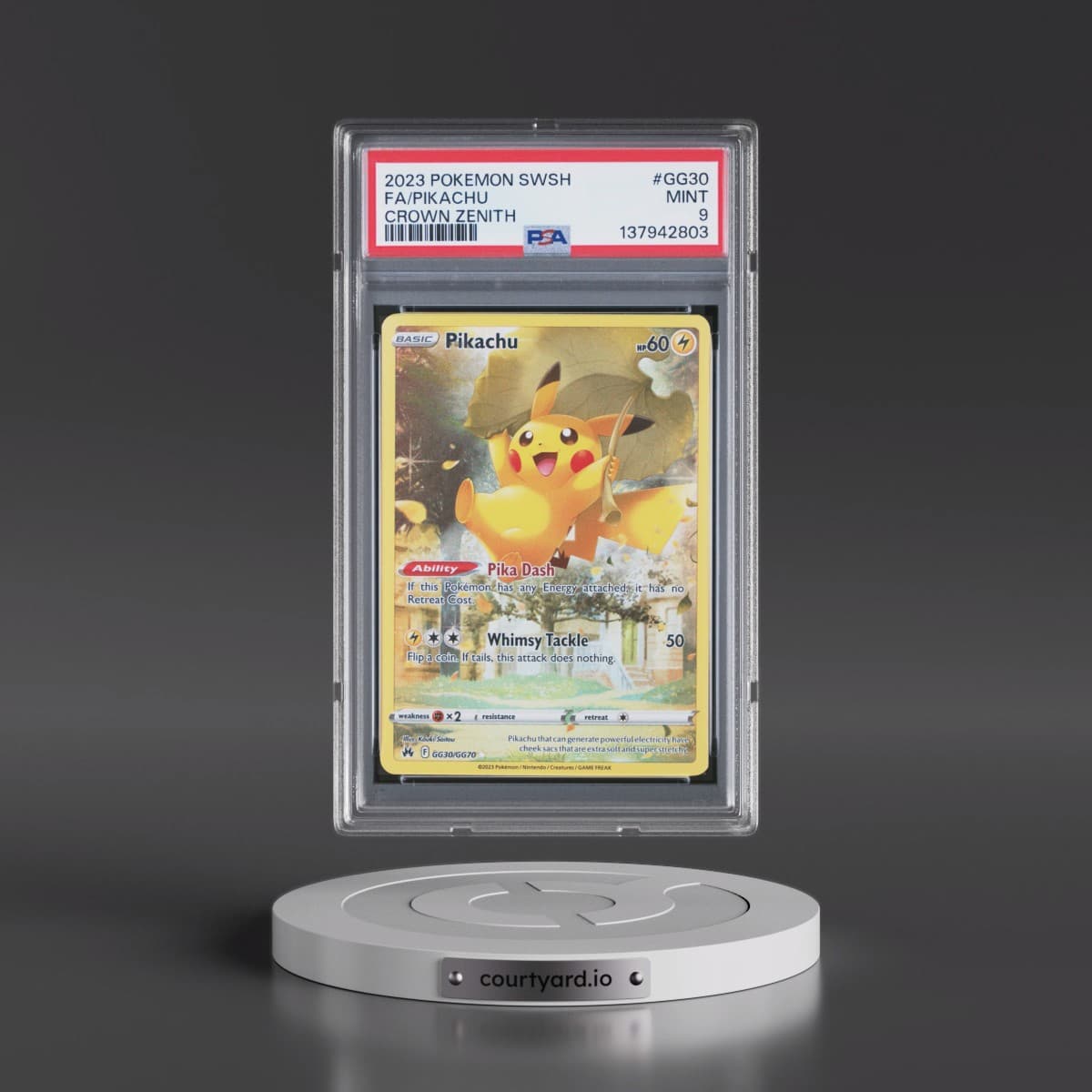 2023 Pokémon Sword and Shield Crown Zenith #GG30 Pikachu - Full Art (PSA 9 MINT)